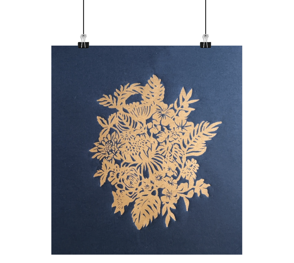 Blomsterbuket Linoleumstryk LIMITED