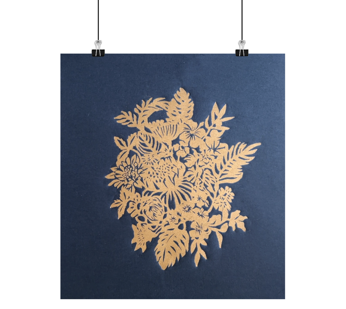 Blomsterbuket Linoleumstryk LIMITED