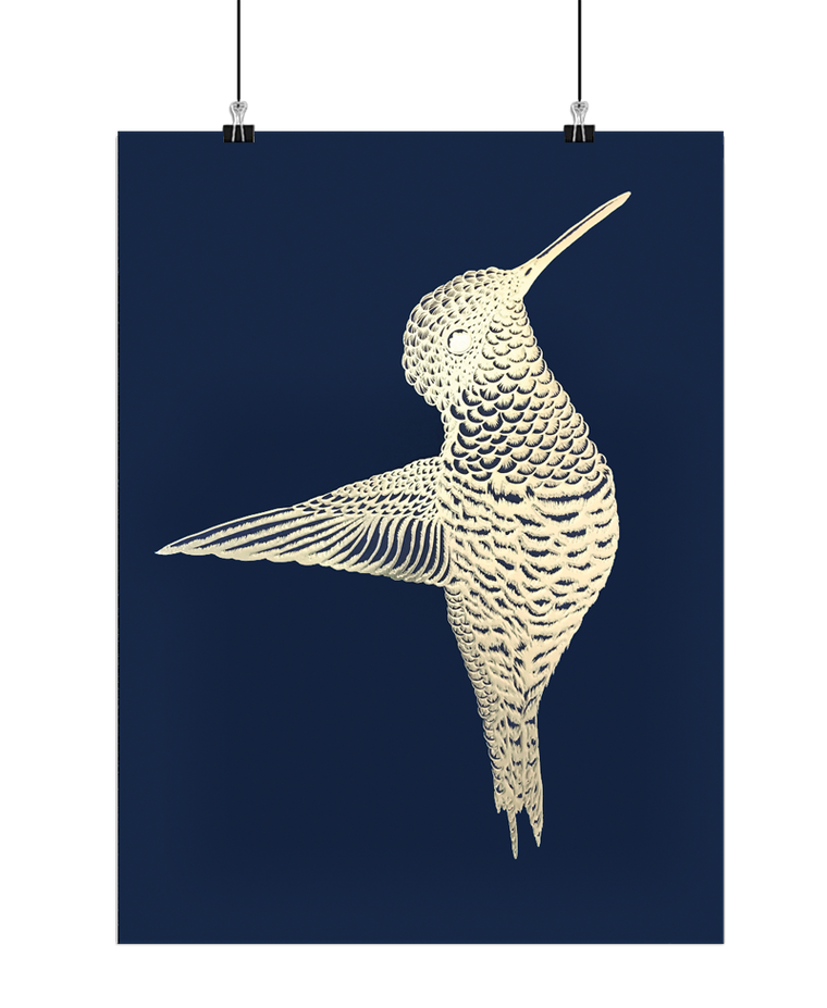 Forgyldt kolibri, blå m/ramme